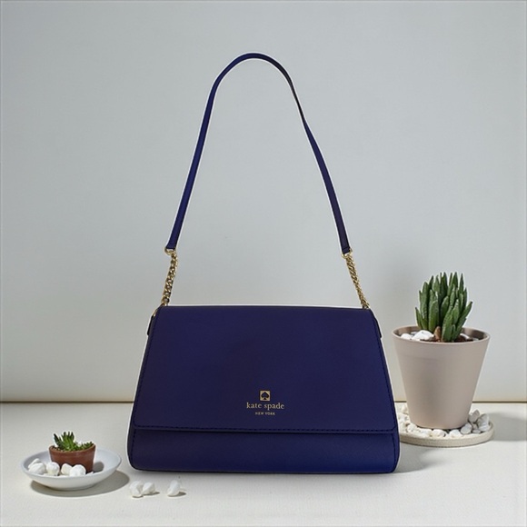 Kate Spade Purple Saffiano Leather Crossbody Shoulder Bag with Chain - Picture 1 of 9
